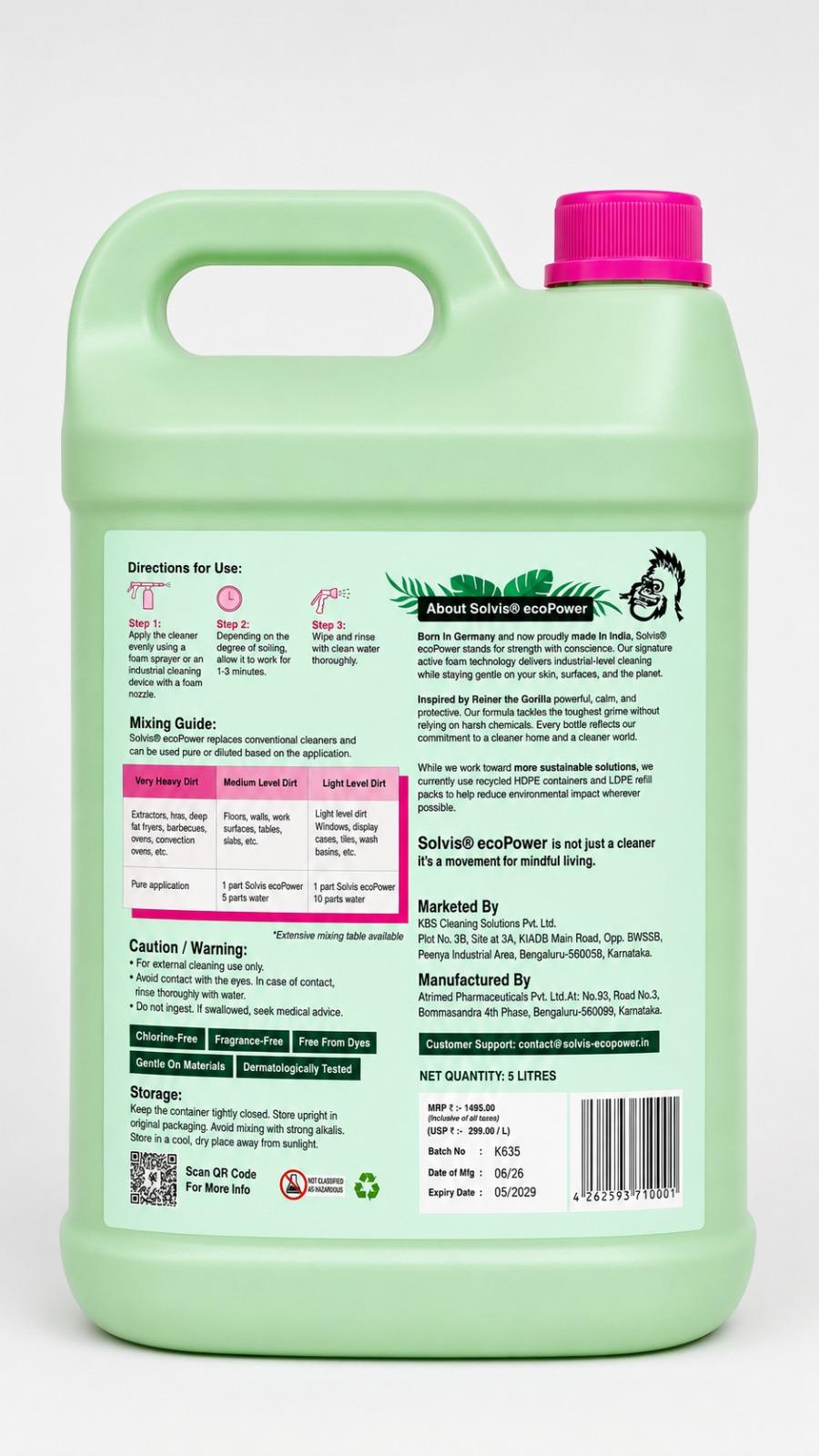SOLVIS ecopower Universal Cleaner 5 L can, alternate view